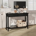 thumbnail image 2 of GloryStar Table Console d'Entrée Style Ferme, Design Rustique Mince avec Tiroirs et Tablette de Rangement Ouverte Inférieure, 2 of 8