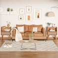 thumbnail image 7 of LELELINKY Rattan Nightstand with Charging Station, Boho Bedside Table with Handmade Drawer & Open Shelf for Bedroom, Tea Color, 7 of 7