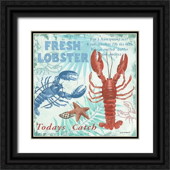 Phillips, Anita 26x26 Black Ornate Wood Framed with Double Matting Museum Art Print Titled - Fresh Lobster