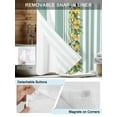 thumbnail image 3 of No Hook Cloth Fabric Shower Curtain with Snap in Liner, Aqua Stripes Lemon Waterproof Shower Curtains Set with See Through Top Window, Spring Botanical Plant Vertical Line Bath Curtains 66"x72", 3 of 6