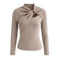 thumbnail image 5 of Tfken Tshirts For Women Long Sleeve Fall Slim Fit Tees Tops Casual T-Shirts Ladies Soft Clothes Outerwear Size M Beige, 5 of 5