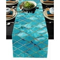 thumbnail image 2 of Turquoise Marble Lattice Table Runner Luxury Home Dining Table Coffee Table Holiday Wedding ration Party Dinner Table Runner, 2 of 6