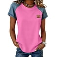 thumbnail image 3 of Sentmoon Haut en Denim Chemisiers pour Femmes Manches Courtes Col Rond Patchwork Coupe Régulière avec Imprimé Extensible Hauts Décontractés pour Femmes Mode pour Usage Quotidien Décontracté P-2TG, 3 of 6
