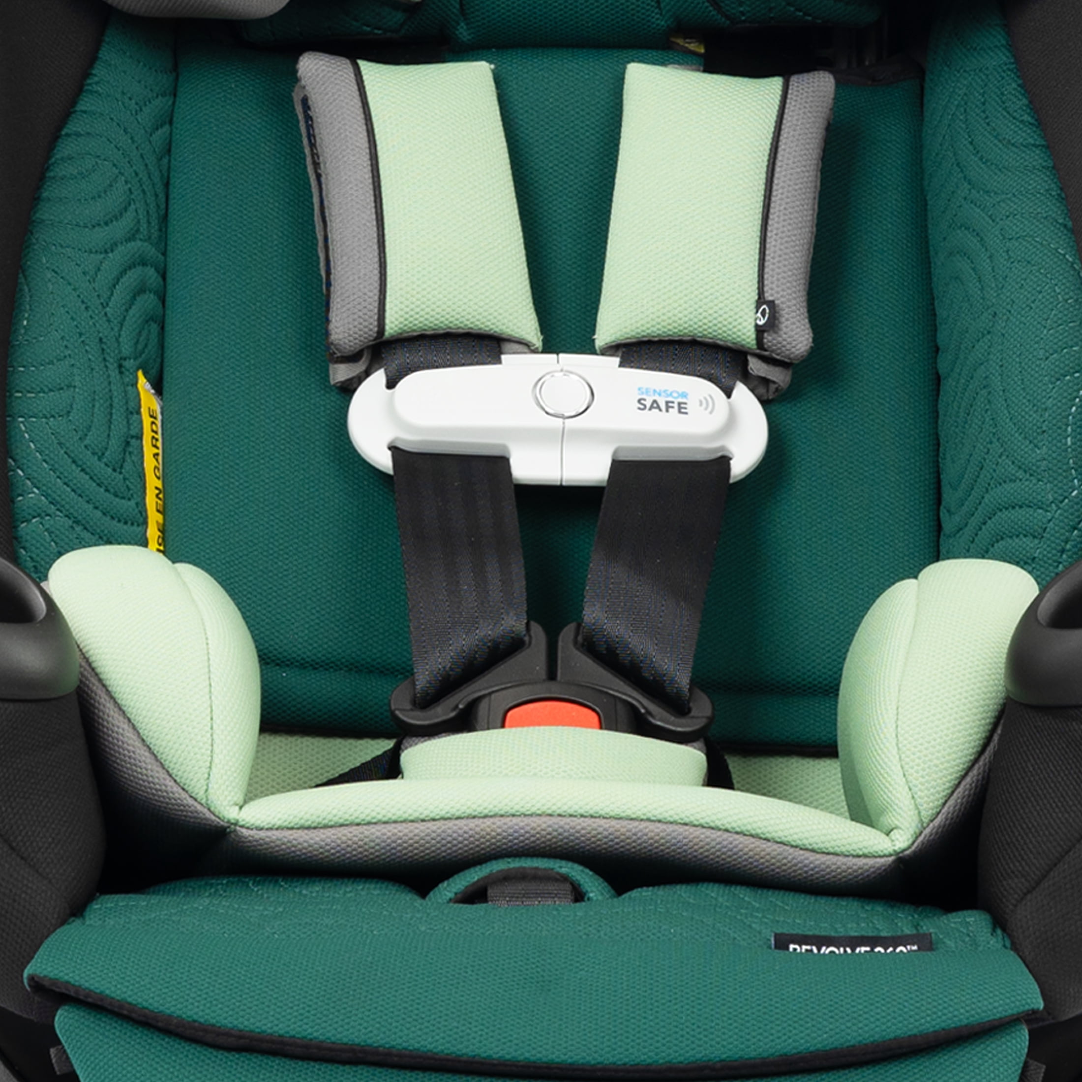 Gold Revolve360 Extend All-in-One Rotational Car Seat with Green & Gentle Fabric (Emerald)