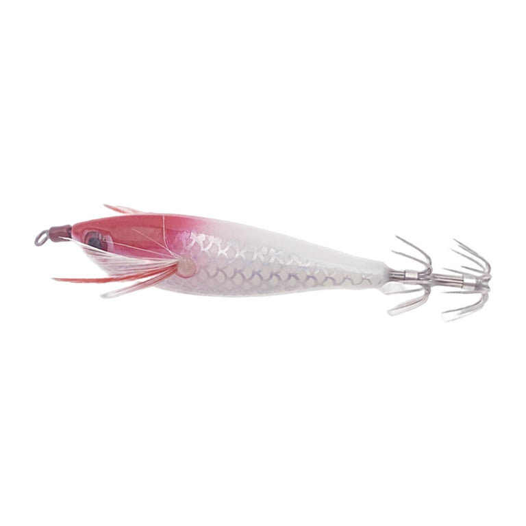 Mightlink 5g/8cm Wood Shrimp Bait Luminous Realistic Fish Eye Sharp Hook Vivid Bright Color Fishing Universal Squid Hook Jigging Artificial Shrimp