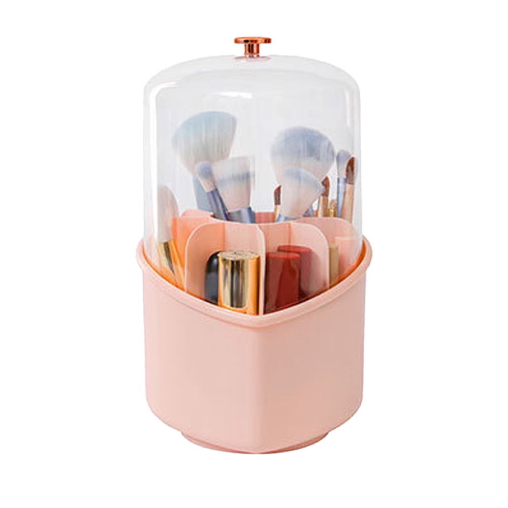 Makeup Brush Holder Organizer with Lid, Rotating Dustproof Make Up