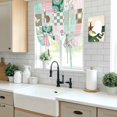 thumbnail image 5 of Spring Floral Checkered Tie Up Curtains 45 Inches Long, Kitchen Window Curtains Over Sink, Turquoise Pink Buffalo Plaid Small Window Curtains Shade Balloon Curtains Valances for Bedroom/Cafe 34"x45", 5 of 8