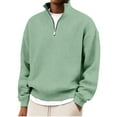 thumbnail image 3 of Chiccall Mens Quarter Zip Sweatshirts Mock Neck Casual Loose Vinatge Textured Knit Pullover Tops for Men, 3 of 7