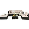 thumbnail image 2 of Costway 6PCS Outdoor Patio Rattan Furniture Set Cushioned Sectional Sofa Ottoman, 2 of 9