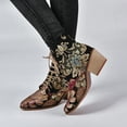 thumbnail image 4 of Mostsola Ankle Boots for Women Vintage Floral Embroidery Lace up Pointed Toe Heeled Booties, 4 of 5