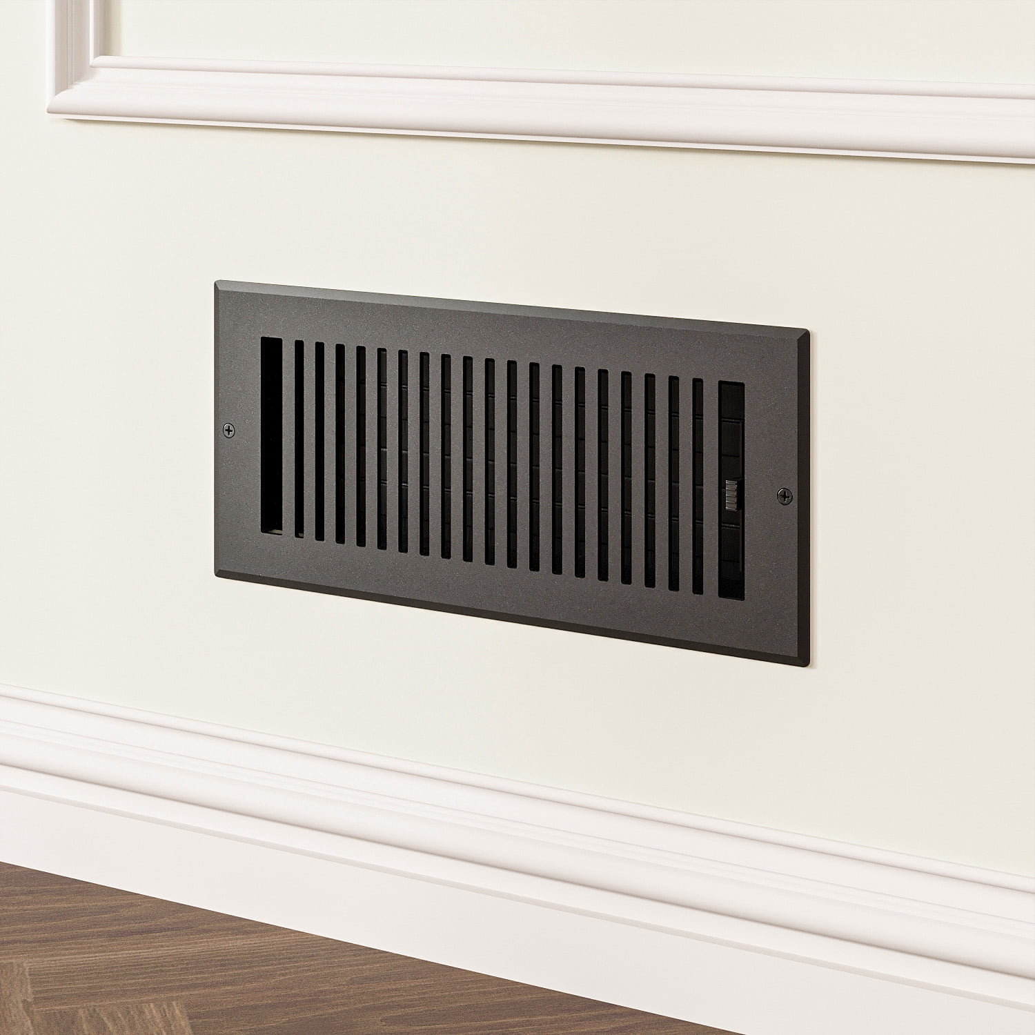 Naiture Louvered Wall Register, Modern Style Stainless Steel with Damper or Lever, Duct Size 4" X 10" (Overall Size 5-1/4" X 11-5/8"), Black Finish