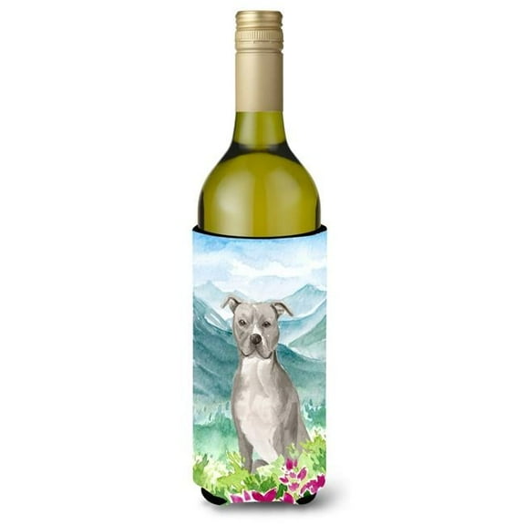Mountian Flowers Staffordshire Bull Terrier Wine Bottle Beverage Insulator Hugger