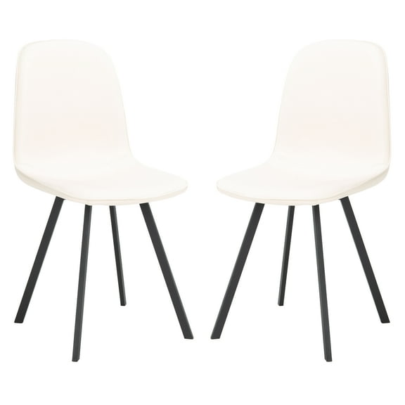 SAFAVIEH Ellery Dining Chair, Beige/Black, Set of 2 (20.1 in. W x 16.5 in. D x 34.6 in. H)