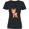thumbnail image 3 of Inktastic Cute Christmas Reindeer with Christmas Lights Women's V-Neck T-Shirt, 3 of 5
