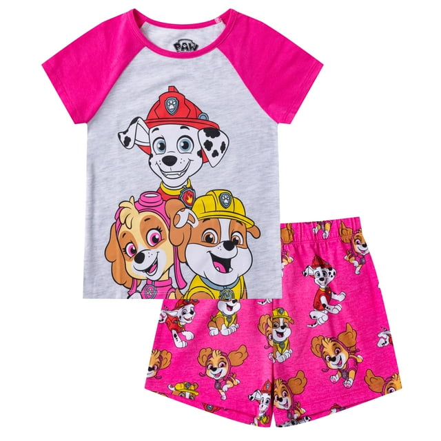 Conjunto de ropa PAW PATROL Nickelodeon para niñas, camiseta y pantalones cortos