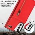 thumbnail image 6 of Crossbody Case for Samsung Galaxy S21 Plus 5G Case with Card Holder,Galaxy S21 Plus Wallet Case for Women Girl PU Leather Lanyard Strap Magnetic Clasp Kickstand ID Credit Card 6.7",Red, 6 of 17