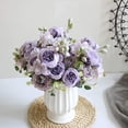 thumbnail image 3 of Artificial Peony Silk Flowers Fake Faux Peony Bouquets Flowers for Wedding Party Bridal Home Decoration Table Centerpieces (Purple, Bouquets), 3 of 5