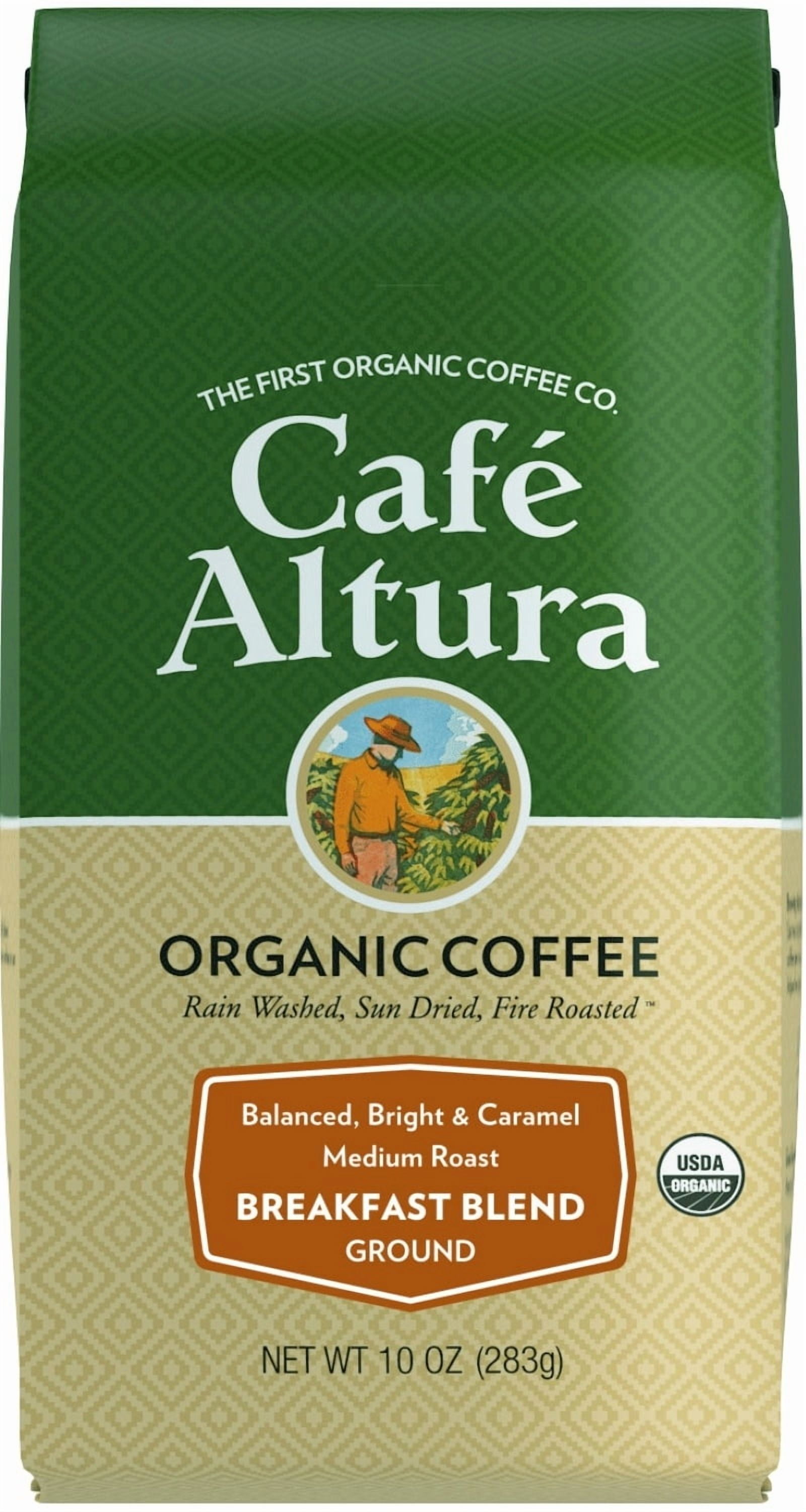 Café Altura, Breakfast Blend, Medium Roast, Organic, Ground Coffee, 10 oz Bag (Pack of 3)