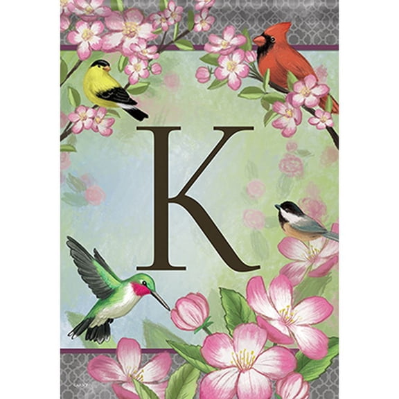 Songbird Monogram K 49664 Garden Flag 12.5" x 18"