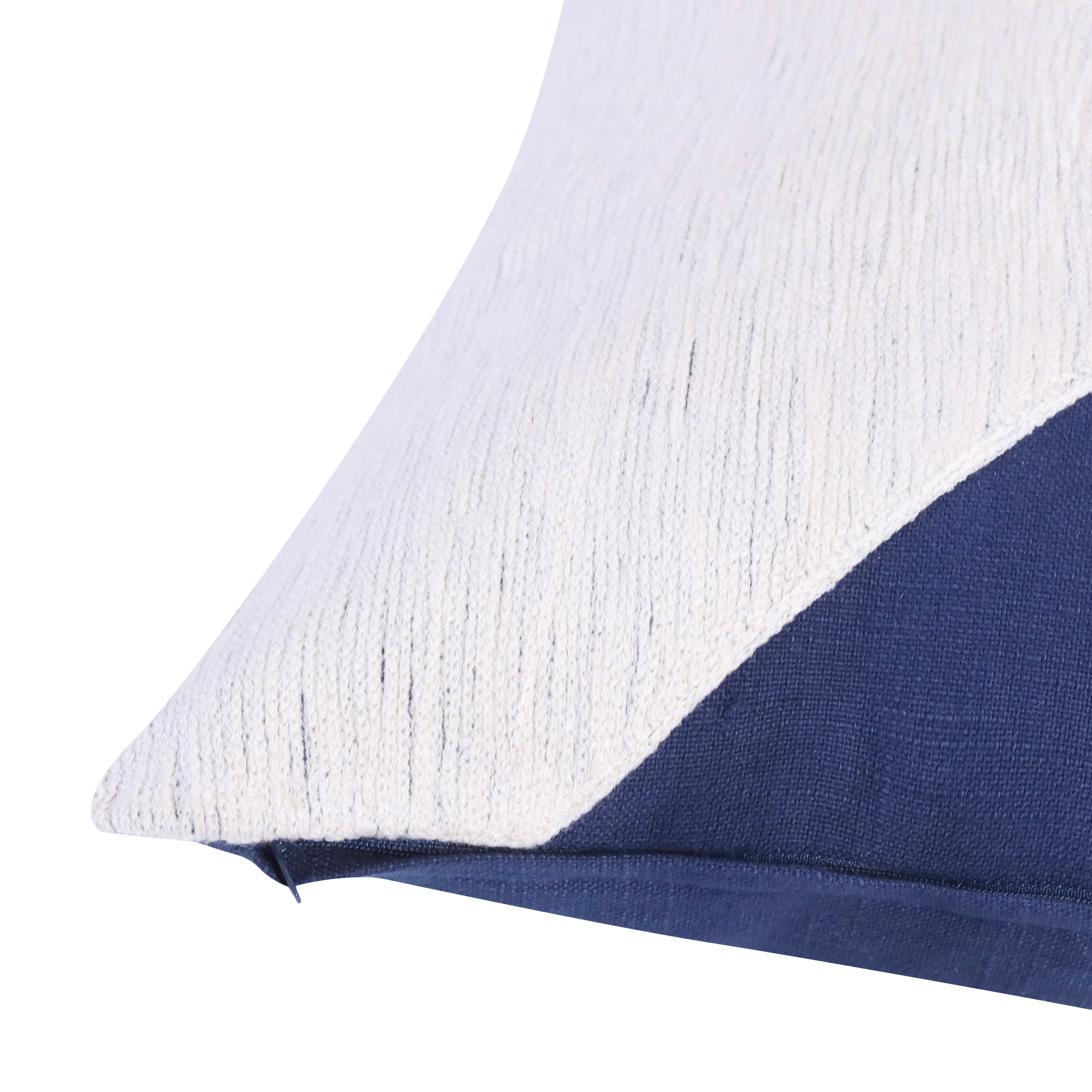 Fame Modern Glam Colorblock Handmade Decorative Throw Pillow, Navy/Ivory, 20" x 20", Count per Pack 1