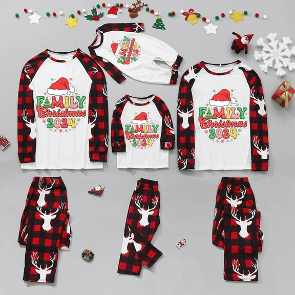 Odeerbi Christmas Pajamas for Family Holiday Long Sleeve Family Christmas Pajamas Matching Sets Toddler Printed Parent Child Loungewear Set Two-Piece Sleepwear Xmas PJs Set Camouflage