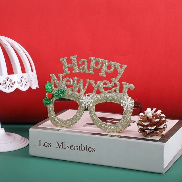 Gafas de feliz año nuevo, decoración de gafas navideñas, accesorios para fotomatón, suministros para fiesta de Nochevieja