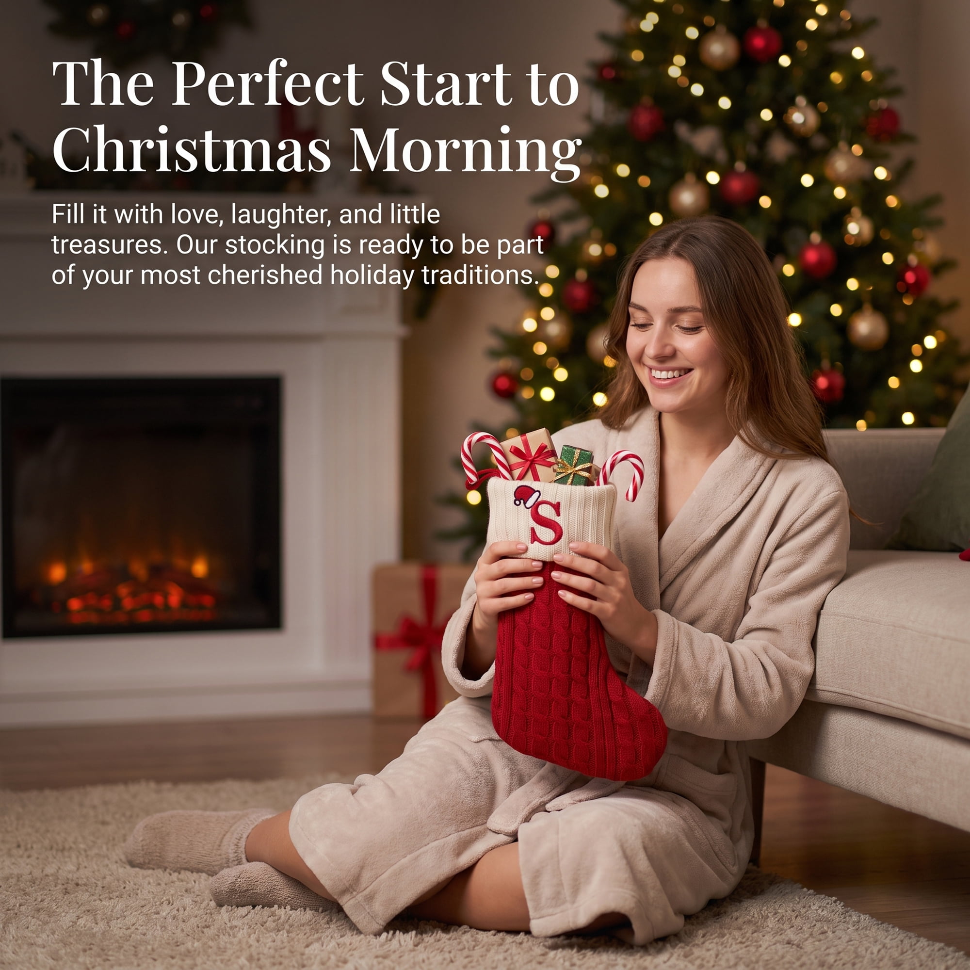 Unique Bargains Cartoon Christmas Luxury Grand Hearth Accent Stocking Letter S 8"
