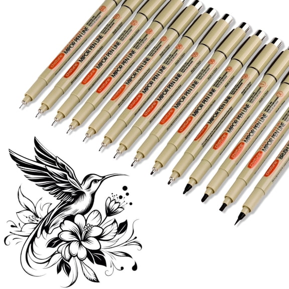 Topcolorusa 14 Pack Micro Fineliner Pens Drawing Art Archival Pen Archival Inking Markers Sketch Precision Drawing and Sketching Kit