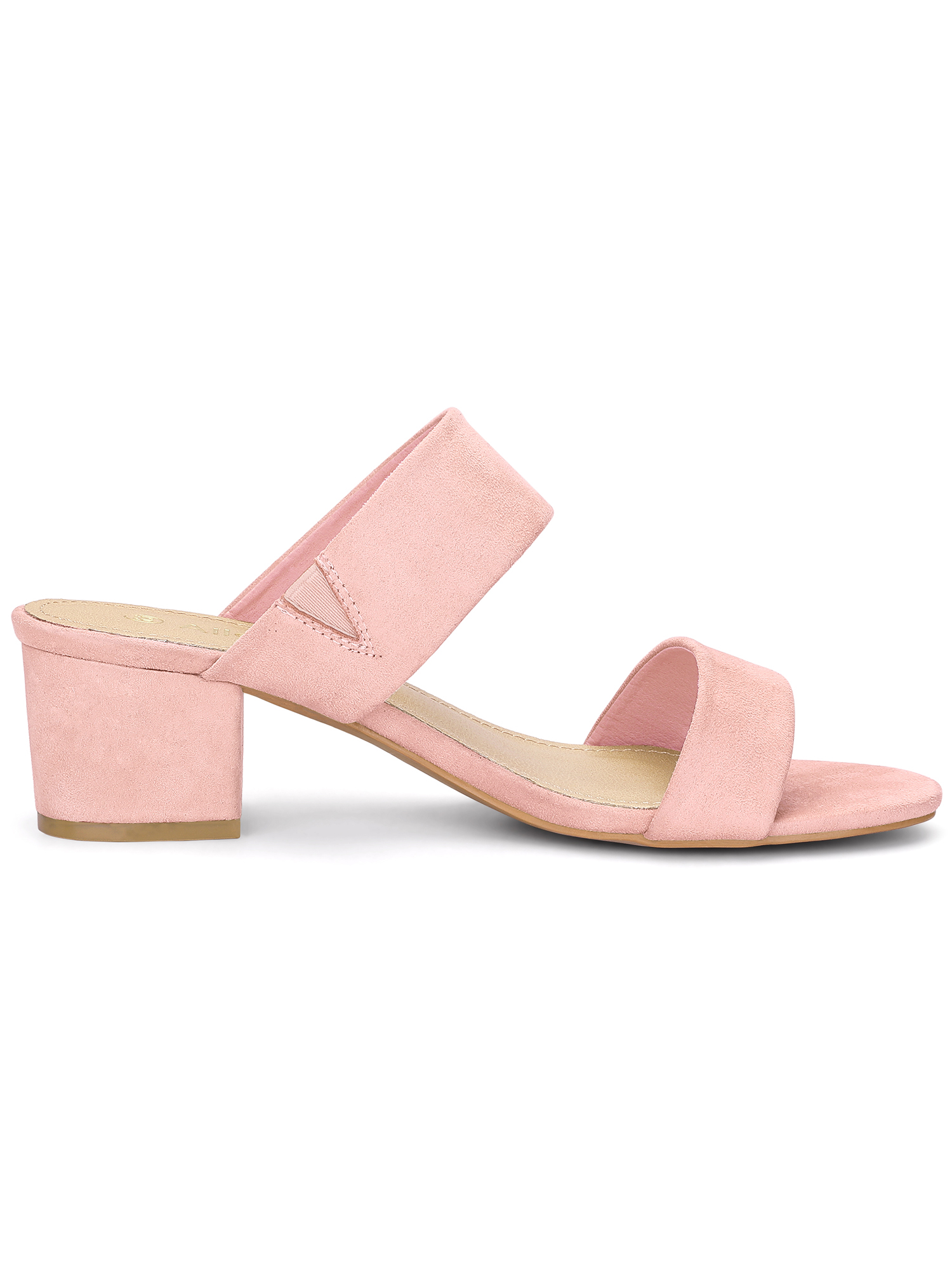 DARING DIVA Stylish Women's Block Heel Dual Straps Slide Sandals 9 Light Pink