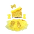 thumbnail image 5 of CHICTRY Little Girls Jazz Dance Performance Outfit Sequins Crop Top with Tutu Skirt Set, 5 of 7