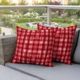 thumbnail image 6 of 2 Pack Outdoor Waterproof Throw Pillow Covers,Modern Red Buffalo Plaid Decorative Square Pillow Case Patio Pillowcases for Chair Couch Sofa 16x16in, 6 of 9