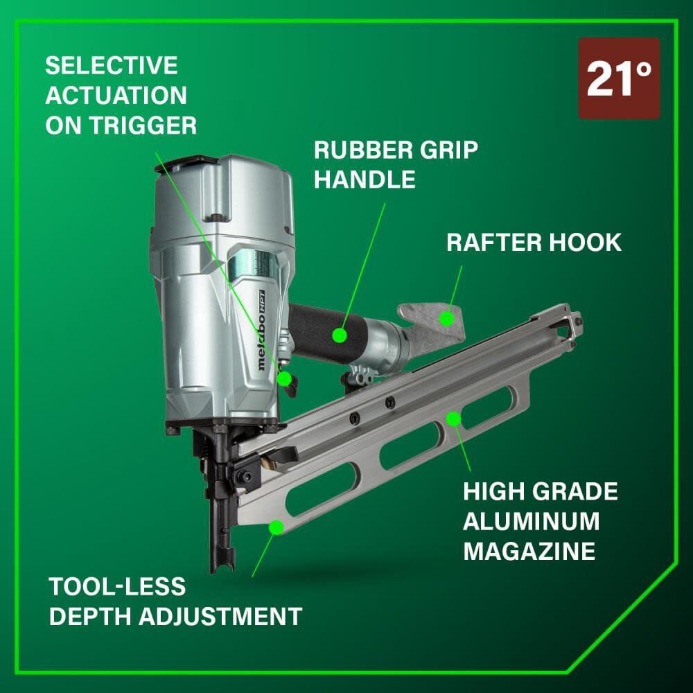 Metabo HPT NR83A5S1M Pneumatic Framing Nailer Nail Gun, 3 Piece