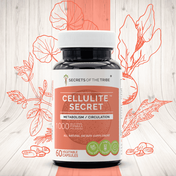 Secrets of the Tribe Cellulite Secret Capsules Dietary Supplement, Natural Herb Blend, Made from Gotu Kola, Alfalfa, Rosemary, Dandelion, Beet Root, Fenugreek 60 Count