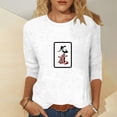 thumbnail image 2 of Trendfront Womens Mahjong Tile Graphic T Shirts Crewneck 3/4 Sleeve Novelty Print Casual Fall Tee Tops for Women, 2 of 4