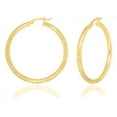 thumbnail image 3 of Better Jewelry Hoop Earrings Diamond Cut .925 Sterling Silver Gold Plated 4mm, 3 of 4