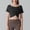 Black, variant on Women's Summer Causal Short Sleeve Blouse Round Neck Crop Tops Twist Front Tee T-Shirt