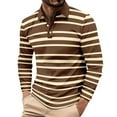 thumbnail image 2 of Mens Shirts Long Sleeve Shirts for Men 2025 Fall Trendy Color Block Striped T-Shirt Lightweight Button V-Neck Henley Shirts, 2 of 7