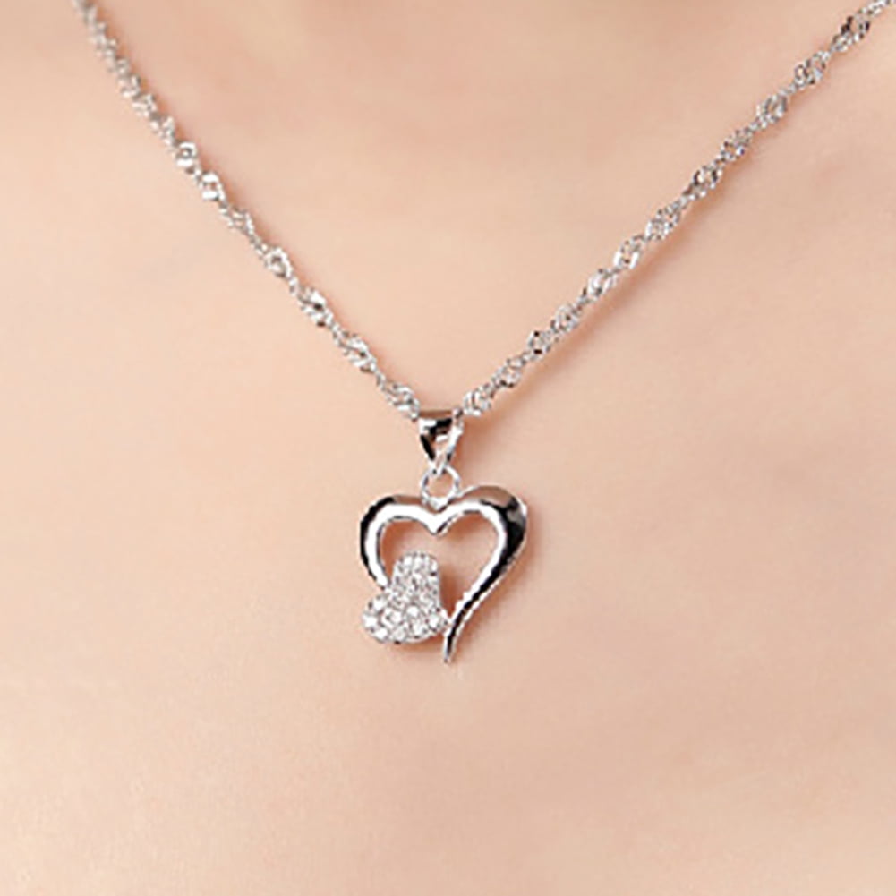 Silver Plated Heart Chain Necklace Fashion Jewellery Chain Length approx 45cm