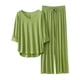 thumbnail image 1 of Conjunto de pijama de manga 3/4 para mujer: top con cuello en V y pantalones con cintura elástica, tejido de poliéster, ropa informal para estar por casa - Tallas L/XL, 1 of 3