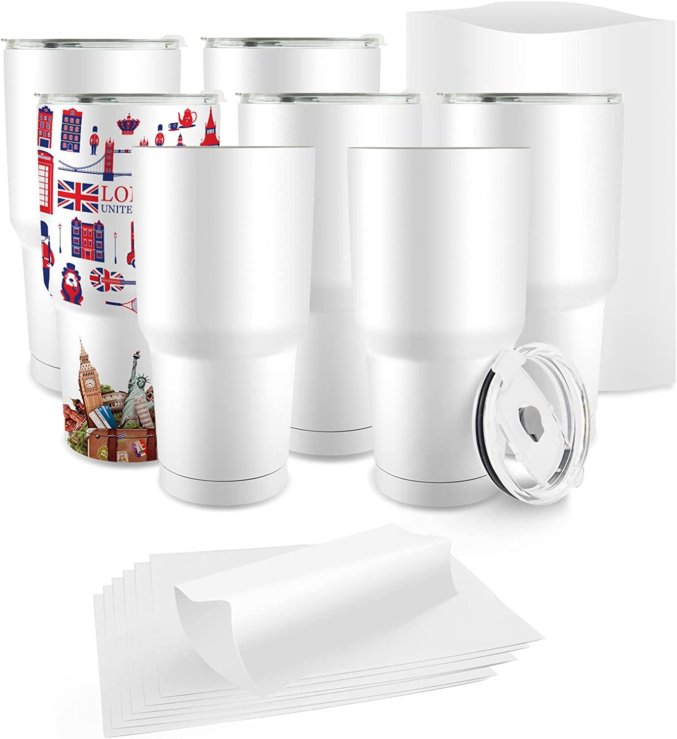 30oz Sublimation Blank Tumblers White,Double Wall Vacuum Stainless