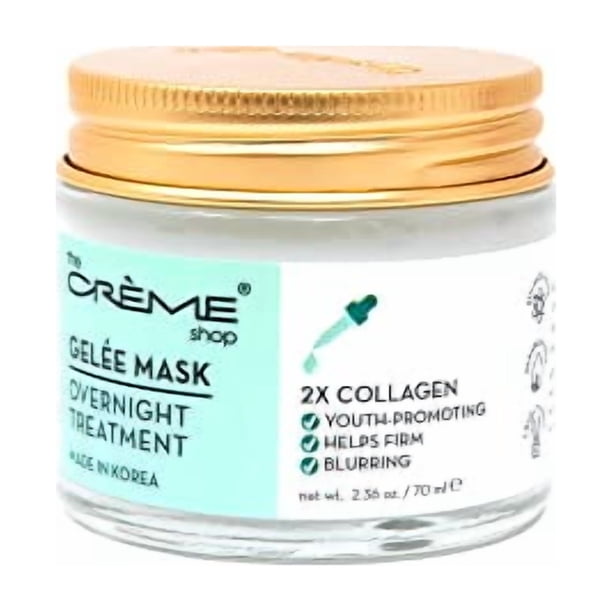 The Crme Shop Cuidado de la piel coreano | Mascarilla de gel durante la noche para humectar e hidratar el cuidado de la piel del rostro, alivio del brillo, antienvejecimiento, 2.36 oz (colágeno)
