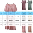 thumbnail image 4 of Puntoco Women's Tiered Ruffle Modal Nightgown, Crew Neck Short Sleeve Loose Midi Loungewear Dress, 4 of 9