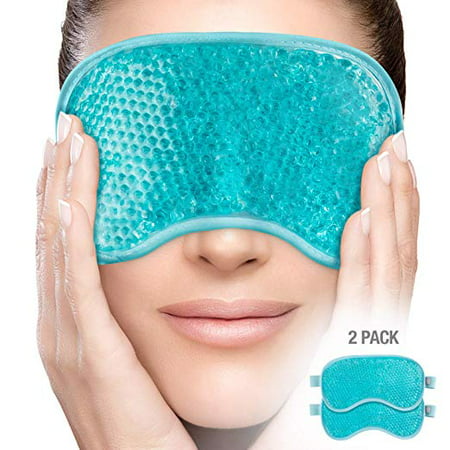 PerfeCore Eye Mask (2Pack) Get Rid of Puffy Eyes Migraine Relief, Sleeping, Travel Therapeutic Hot Cold Compress Pack With Cover Gel Beads, Spa Therapy Wrap for Sinus Pressure Face Puffiness