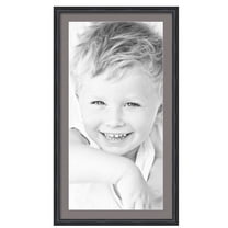 ArtToFrames 22x40" Matted Picture Frame with 18x36" Single Mat Photo Opening Framed in 1.25" Black Stain on Solid Red Oak and 2" Pewter Mat (FWM-4083-22x40)