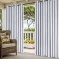 thumbnail image 2 of Outdoor Curtains for Patio Waterproof Blue Stripe Indoor/Outdoor Curtain Tiebacks Vertical Striped Privacy Curtain Sun Blocking Grommet Drapes for Pergolas Gazebo Porch Balcony 2 Panel 54x84 Inch, 2 of 9