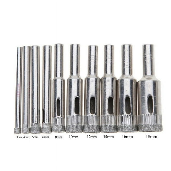 10Pcs 3Mm-18Mm Diamond Tool Drill Bit Hole Saw Set For Glass Ceramic Marble Tile