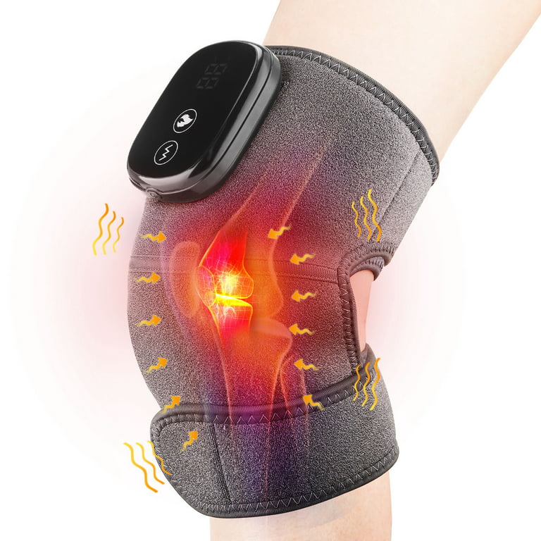 Knee Massager with Heat - Goldmille Electric Vibration Knee Brace Wrap  Rechargeable( 1 Pair)