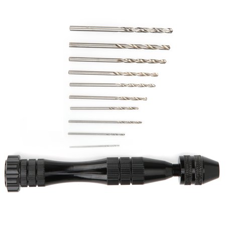 

Hand Drill Twisted Drill Woodworking Tool Black Aluminum Alloy Hand Drill Set With 10 Drill Bits Manual Woodworking Tools