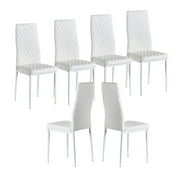 6 Pcs Dining Chair Living Room Dining Table Chair PU Artificial Leather Ergonomic Shape and Comfortable Curved Seat