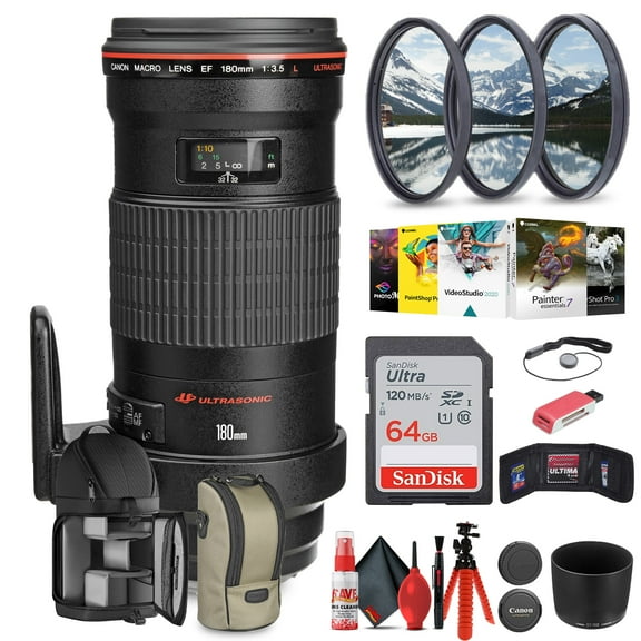 Canon EF 180mm F/3.5L Macro USM Lens with 64GB Extreme Pro Card   More (International Version)
